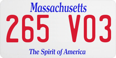 MA license plate 265VO3