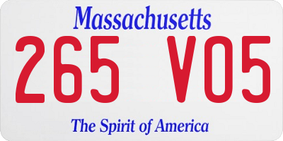 MA license plate 265VO5
