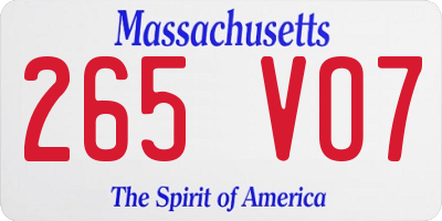 MA license plate 265VO7