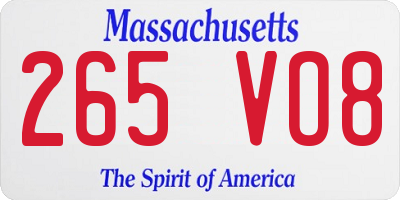 MA license plate 265VO8