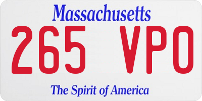 MA license plate 265VP0
