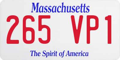MA license plate 265VP1
