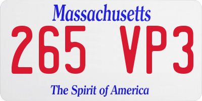 MA license plate 265VP3