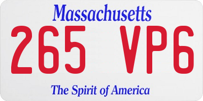 MA license plate 265VP6