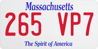 MA license plate 265VP7