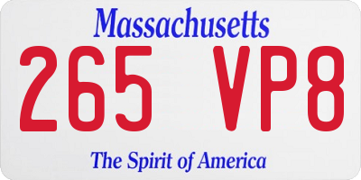MA license plate 265VP8