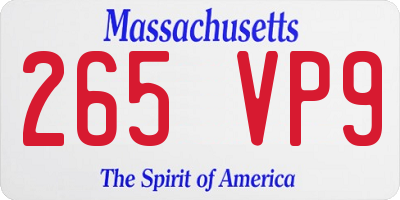 MA license plate 265VP9