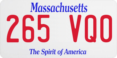 MA license plate 265VQ0