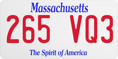 MA license plate 265VQ3