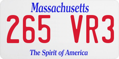 MA license plate 265VR3