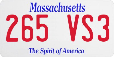 MA license plate 265VS3