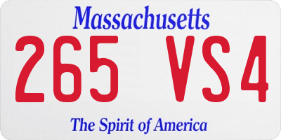 MA license plate 265VS4