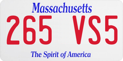 MA license plate 265VS5