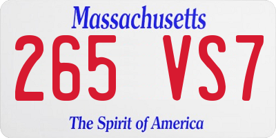 MA license plate 265VS7