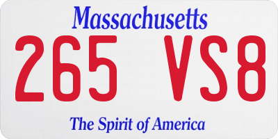 MA license plate 265VS8