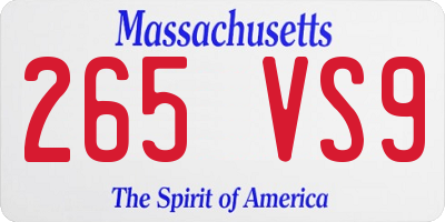 MA license plate 265VS9