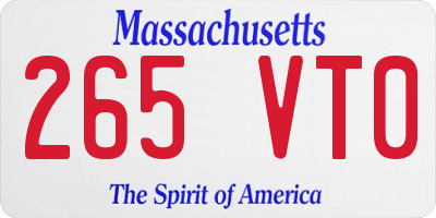 MA license plate 265VT0