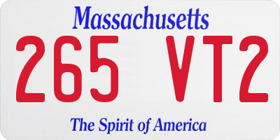 MA license plate 265VT2