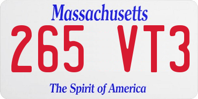 MA license plate 265VT3