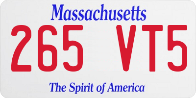 MA license plate 265VT5