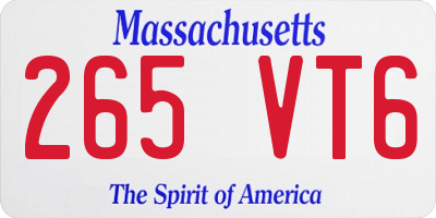 MA license plate 265VT6