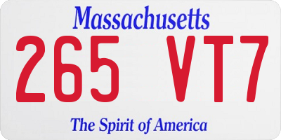 MA license plate 265VT7