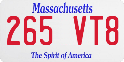 MA license plate 265VT8