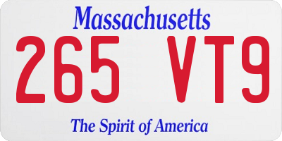 MA license plate 265VT9