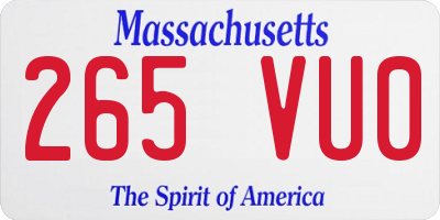 MA license plate 265VU0