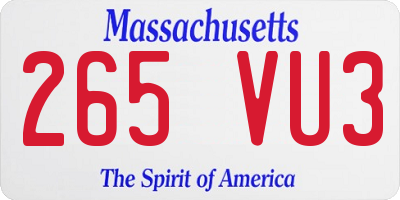 MA license plate 265VU3