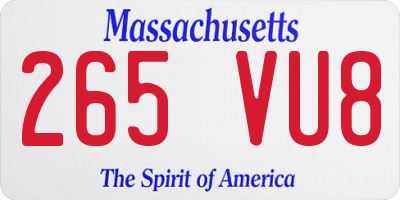 MA license plate 265VU8