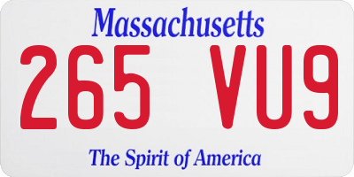 MA license plate 265VU9