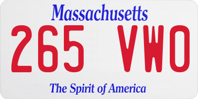 MA license plate 265VW0