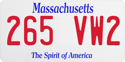 MA license plate 265VW2