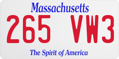 MA license plate 265VW3