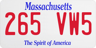 MA license plate 265VW5