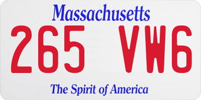 MA license plate 265VW6