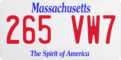 MA license plate 265VW7