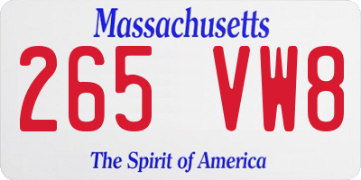 MA license plate 265VW8