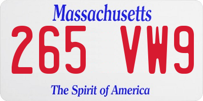MA license plate 265VW9