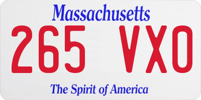 MA license plate 265VX0