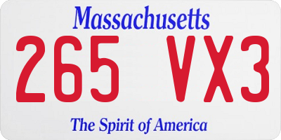 MA license plate 265VX3
