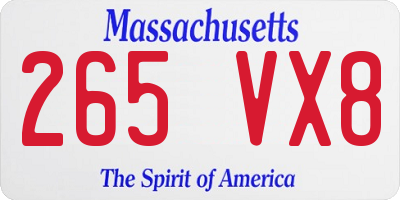 MA license plate 265VX8