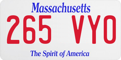 MA license plate 265VY0