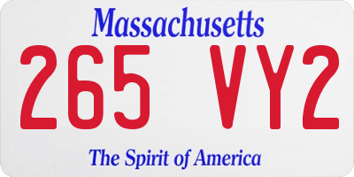 MA license plate 265VY2