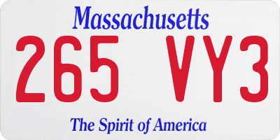 MA license plate 265VY3