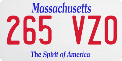 MA license plate 265VZ0
