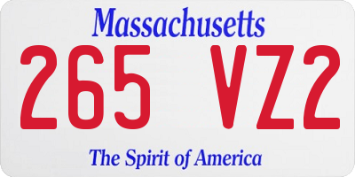 MA license plate 265VZ2