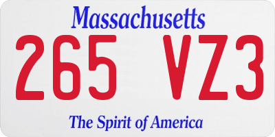MA license plate 265VZ3