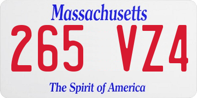 MA license plate 265VZ4